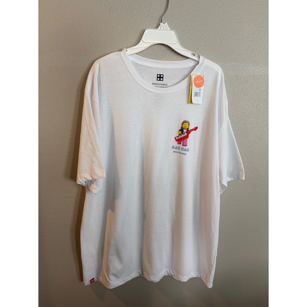 LEGO Rad Dad Built to Rock White Graphic T-Shirt Mens 2XL New With Tags